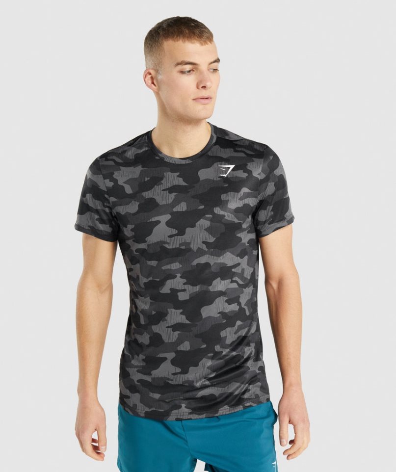 Men\'s Gymshark Arrival T-Shirts Camo | CA 3176N0